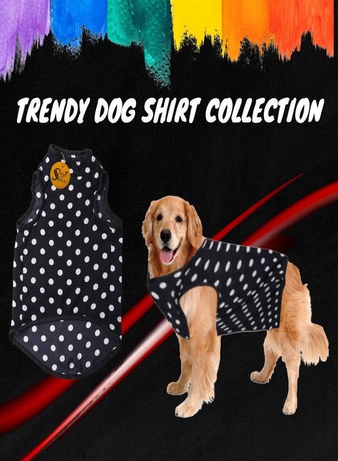 Sage Square Funky Soft Material Dog T-Shirt | Cool/Funky Print Pet | Soft Light Weight | Comfortable & Breathable Dog Clothing | Trendy Vest Outfit (XXXLarge - 30 inch) (Polka Black) - Image 2